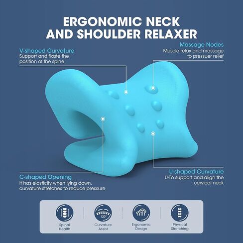 ZAMAT Neck and Shoulder Relaxer w/Magnetic Therapy Pillowcase, Neck Stretcher Chiropractic Pillows for Pain Relief, Cervical Traction Device for Relieve TMJ Headache Muscle Tension Spine Alignment in Saudi Arabia