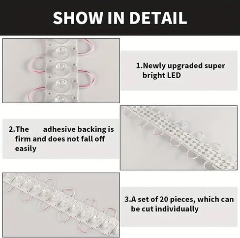 LED Module, LED Module Light 6000k White 100pcs 1LED 150LM Per LED Module IP65 Waterproof Replacement Light for Advertising Signs with Tape Adhesive Backside (White Light) in Saudi Arabia