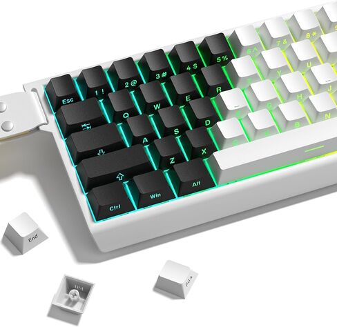 PBT keycaps,Double Shot keycaps 75 Percent,Cherry Profile Keyboard keycap,Gradient Green,Side Printed,Shine Through keycap for Mechanical Gaming Keyboards（136key,only keycaps） in Saudi Arabia