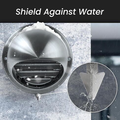 Repa Market 6" Inch Stainless Steel Vent Cover with Rubber Seal - Round HVAC Intake/Exhaust Cap with Grille to Prevent Air Back Flow from Gusts - Includes Water Drip for Drainage in Saudi Arabia