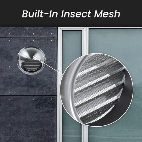 Repa Market 6" Inch Stainless Steel Vent Cover with Rubber Seal - Round HVAC Intake/Exhaust Cap with Grille to Prevent Air Back Flow from Gusts - Includes Water Drip for Drainage in Saudi Arabia