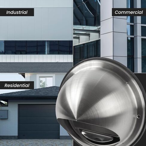 Repa Market 6" Inch Stainless Steel Vent Cover with Rubber Seal - Round HVAC Intake/Exhaust Cap with Grille to Prevent Air Back Flow from Gusts - Includes Water Drip for Drainage in Saudi Arabia