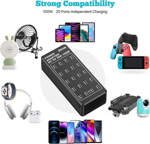 USB C Fast Charger, 200W USB C Charger Block GaN 7 Port USB C Fast Charging Station Hub Block Cube, PD USB C and QC USB A Multiple USB Charger Compatible with iPhone/Glaxy/Pixel/Note/Laptops/Tablets in Saudi Arabia