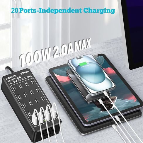 USB C Fast Charger, 200W USB C Charger Block GaN 7 Port USB C Fast Charging Station Hub Block Cube, PD USB C and QC USB A Multiple USB Charger Compatible with iPhone/Glaxy/Pixel/Note/Laptops/Tablets in Saudi Arabia