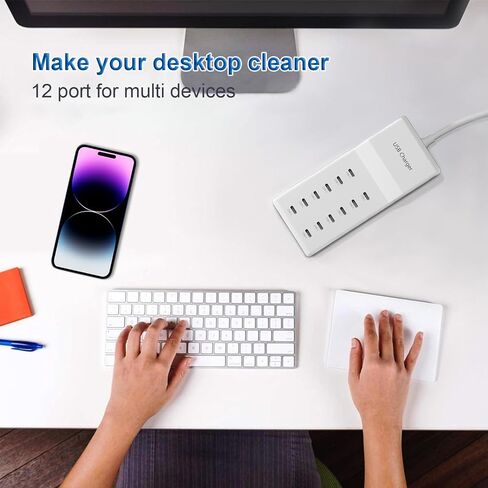 USB C Fast Charger, 200W USB C Charger Block GaN 7 Port USB C Fast Charging Station Hub Block Cube, PD USB C and QC USB A Multiple USB Charger Compatible with iPhone/Glaxy/Pixel/Note/Laptops/Tablets in Saudi Arabia