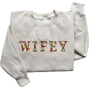 Floral Embroidered Bride Sweatshirt, Wife Sweatshirt, Wifey Crewneck Sweatshirt, Mrs Sweatshirt, Bride Gifts