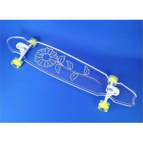 Clear Acrylic Longboards with Light up LED Wheels. Non-Slippery, Super Durable. 40" Longboard Skateboard Great for Beginners to Experts. Easy to Ride, 9" Wide.