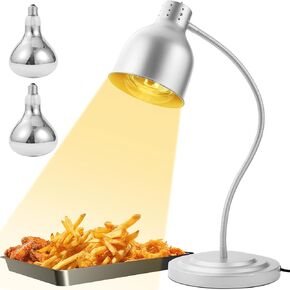 Heat Lamp for Food, Upgrade 250W Bulb x 3 - Each Lasting Over 4000 Hours, Food Heat Lamp with Flexible Arm, Catering Food Warmers for Buffet, Parties, Fast Food, Bakery (Brass)