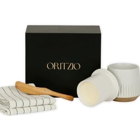 Luxury French Butter Crock Gift Set – Perfect Housewarming Gift, Wedding Gift, or Holiday Gift Idea | Elegant Ceramic Butter Keeper with Premium Tea Towels & Olivewood Spreader in Gift-Ready Box