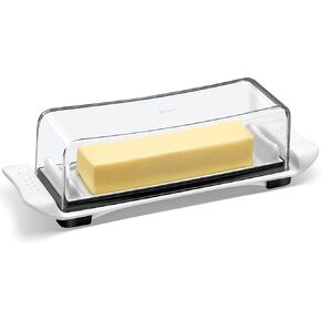 Butter Dish, IKOCO Airtight Butter Dish with Lid for Countertop and Refrigerator, Dishwasher Safe Butter Holder Container for Eastern and Western Butter, White