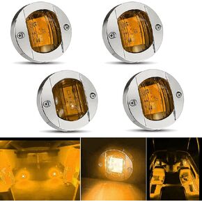 4Pcs Red LED Marine Boat Light, DC 12V LED Boat Interior Light Navigation Lights Side Marker Light for Boat Deck LED Yacht Round Transom Anchor Stern Mount Light, LED Boat Courtesy Light