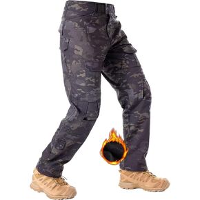 TRGPSG Men's Fleece Lined Hiking Pants, Winter Cargo Pants, Snow Ski Pants Tactical Outdoor Trousers with Multi-Pocket.