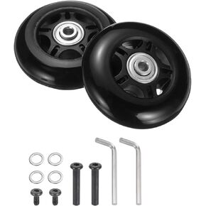 uxcell Set of 1 Luggage Wheels Replacement 60 x 24 mm/2.4" x 0.9" Rubber Swivel Caster Bearing Wheels Repair Kits for Suitcase Inline Outdoor Skate,Black