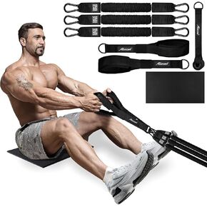 Rowing Resistance Bands, Best Replacement for Rowing Machine, Home Gym Workout Equipment for arms, Shoulders, core, Back, Glutes and Legs, Rowing Workout, Cardio, Low-Impact, Portable Home Gym