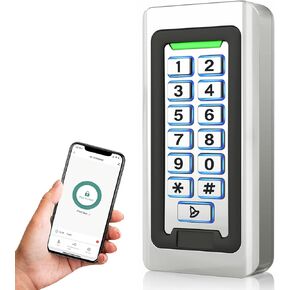 Wireless WiFi Access Control Keypad, Metal Stand-Alone Door Access Control System, EM Card Reader, Weatherproof, Backlight, TUYA Wireless Entry Security Access Controller for Garage, Office