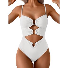 Eomenie One Piece Swimsuit for Women Ring Linked Monokini Sexy Bathing Suit Cutout Swim Suit
