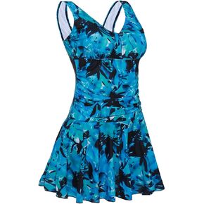 MiYang Women's Plus-Size Flower Printing Shaping Body One Piece Swim Dresses Swimsuit