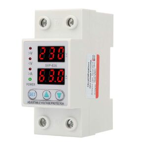 FLEXMAN Voltage Current Protector, AC230V 63A Adjustable Voltage Current Protector with Dual LED Display, Single Phase Auto Repetitive Current Protector