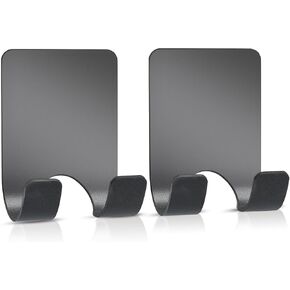 VIS'V Adhesive Razor Holder, Black Self Adhesive Razor Hooks Shower Wall Razor Hanger Waterproof Stainless Steel Heavy Duty Bathroom Blade Shaver Holder for Men and Women 2 Pcs