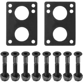 PATIKIL Skateboard Riser Pads Screws Set, 2 Pack 6mm Rubber Shock Rise Pad with 8pcs Mounting Screws Nuts Hardware Repair Kit for Cruiser, Black