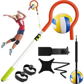 4 Pcs Volleyball Spike Trainer Set Volleyball Training Equipment Solo Serve Volleyball Attack Trainer Volleyball Rebounder for Beginners Practicing Serving Spiking Volleyball Gift (Orange)
