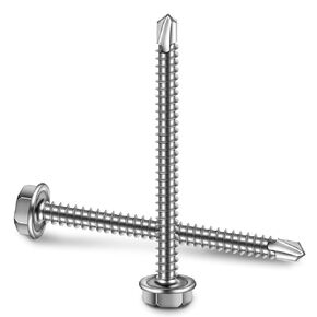 Sheet Metal Screws, 50Pcs #12 x 2 Self Tapping Screws for Metal, 410 Stainless Steel Hex Head Self Drilling Screws for Metal Plastic Wood, High-Strength Quick Self-Tapping Screws by Marysino