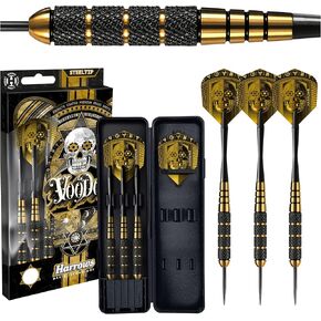 Harrows Voodoo Darts, Steel Tip Darts Set, Includes Speedline Shafts, Marathon Gold Dart Flights, Available in Sizes 19g, 21g, 23g, 25g & 27g