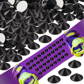 Chivao 80 Pieces Cone Studs Self Adhesive Snowboard Pad Rubber Snowboard Grip Pad Mat Black Pad Snowboarding Ski Spike Pad for Men Women Adults Winter Sports Outdoors Accessories