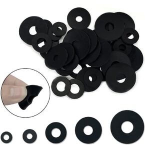 200 Pcs Flat Rubber Washers Assortment Kit: RonJea Black Rubber Flat Washer for Bolts/Faucets/Screws/Garden Hose/Plumbing, Rubber Bushing Gasket kit (5 Sizes)