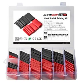 Chanzon 140 Pcs Heat Shrink Tubing Kit, 3:1 Black Sleeving Heat Shrink Wrap Tubing with Length 3.5" (inch), Marine Grade Electrical Waterproof Polyolefin Heat-Shrink Tube