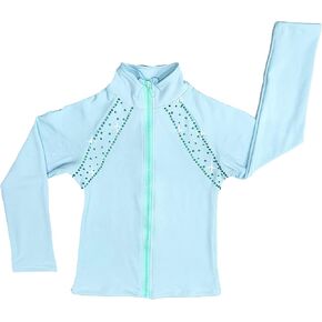 Girl's Ice Skating Training Jacket Plush Warm Thick Top with Rhinestone Decoration Skating Training Clothes