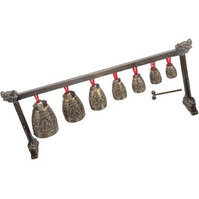 Antique Chinese Chime Bells Instrument Vintage Seven-tone Percussion Bell Set for Asian Music Decorative Craft and Traditional Chinese Music Performance