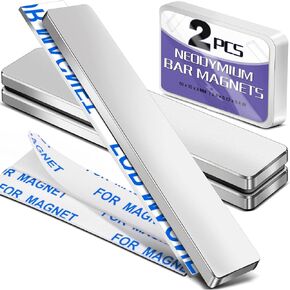 E BAVITE Strong Rare Earth Neodymium Magnets, Heavy Duty Bar Magnets with Double-Sided Adhesive, Pack of 2, 60x10x3-2P
