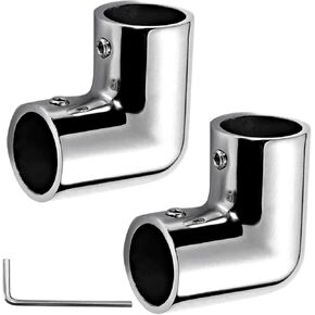 316 Stainless Steel Boat Handrail Fitting 90 Degree Elbow or Tee Rail Pipe Connector for 7/8 inch or 1 inch Pipe Tubing with L Shape Hex Key