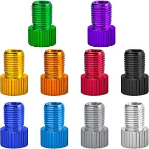 BronaGrand 20pcs Bike Valve Adapters,10 Colors Metal Presta Valve Adapter Bicycle Bike Tube Pump Air Compressor Tools-French/UK to US