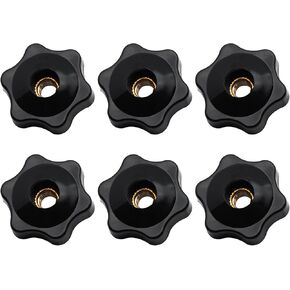 6-Star Knob 6 Pack 1/4 Inch Nylon Hexagon Head Thru Knob Clamping Knobs Jig Knobs Threaded Knob T Knob