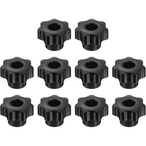 uxcell 10pcs Clamping Star Knobs M8 Metric Female Thread 32mm 7-Point Star Plastic Head Through Hole Brass Insert Screw-in Threaded Hand Knob Handles Jig Knobs, Black