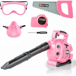 BELLOCHIDDO Kids Leaf Blower - Pretend Play Series Outdoor Power Tool Toy Leaf Blower for Kids with Realistic Sounds and Wind, Gardening Tool Set