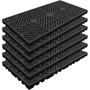 6 Pcs Breathable Grid Ventilation Plastic Pallet,Lightweight Moisture-Proof Waterproof Nestable Floor Pallets,HDPE Wear Resistant Storage Pad for Garage Basement Kitchen Supermarket Closet Platform