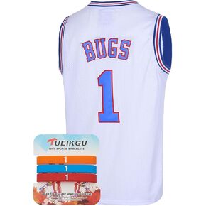 Mens #1 Bugs Basketball Jersey Movie Couples Halloween Costume with Wristband