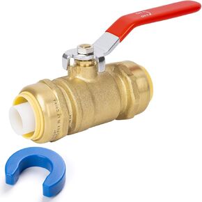 3/4" Shut Off Valve for PEX, Copper, CPVC Pipe, Push to Connect Ball Valve, Brass Plumbing Fitting with Upgraded Stiffener with Disconnect Clip(2 Pack)