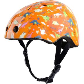 Cute Kids Bike Helmet Ages 3-7 Boys Girls Adjustable Safety & Comfort Toddler Helmets for Bike Cycle Skating Orange Dinosaur World