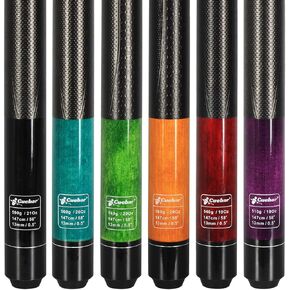 Pool Cues Set of 6, Pool Sticks 18 19 20 21 Oz in 6, 2-Piece House Bar Billiard Cue Sticks with 3D Grip, 58" Pool Table Sticks for Men Women