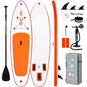 FunWater SUP Inflatable Stand Up Paddle Board 10'6×33"×6" Ultra-Light Inflatable Paddleboard with ISUP Accessories,Fins,Adjustable Paddle, Pump,Backpack, Leash