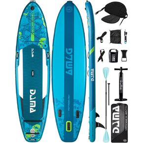 Dama Inflatable SUP 11'6"*35", Standup Paddleboard Adjustable 4 Piece 2 in 1 SUP Paddle, Fishing Paddle Board SUP, Stand Up Paddle Board for Fishing, Extra Wide Inflatable Paddle Board