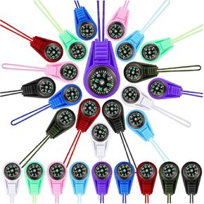 27PCS Mini Compass for Kids Hiking Small Compass Keychain Bulk, Cute Kids Scout Pocket Compasses for Party Favor Survival Kits Watchband Bracelet Necklace Keychain (9 Colors)