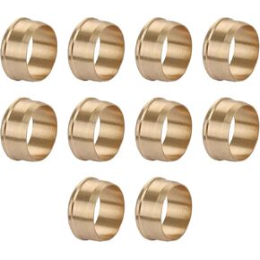 Brass Compression Sleeves Ferrules，12mm Tube OD Brass Compression Fitting Brass Tube Fittings (10 Pcs)