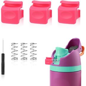 3pcs Replacement Button Compatible with Owala FreeSip 24oz 32oz, Water Bottle Lid Mouth Push Switch Top Cap Seal Stopper Replacement Parts for Owala 16/19/24/32/40oz Accessories(Rose Pink)