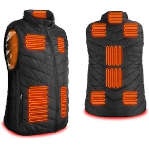 Heated Vest, USB Electric Vest with 11 Heated Zones, 3 Temperature Levels Warming Heated Jacket Coat for Men Women