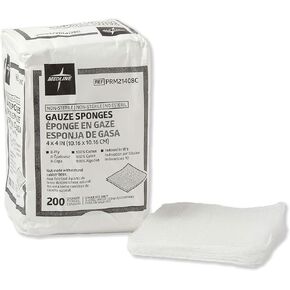 Medline Non-Sterile Cotton Woven Gauze Sponges, 8 Ply, Ideal for Wound Dressing and Cleaning, Case of 4000